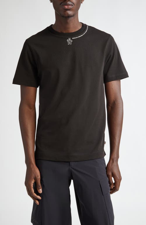 Shop Moncler Logo Cotton T-shirt In Black