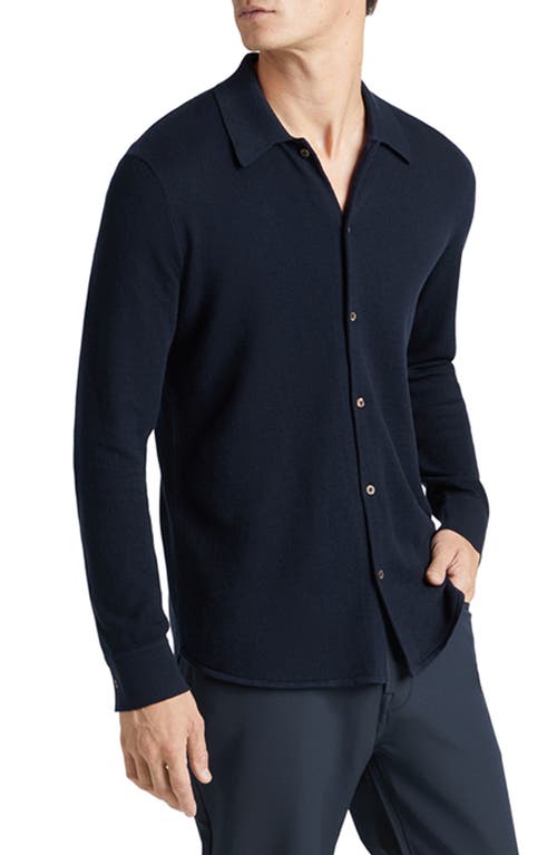 Shop Goodlife Mini Waffle Long Button-up Shirt In Midnight