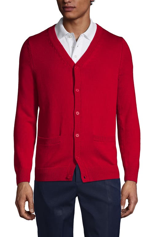 Shop Lands' End School Uniform  Cotton Modal Button Front Cardigan Sweater In Red