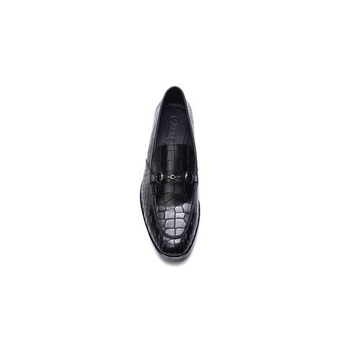 Carlos Santana Louis Bit Loafer In Black Croco