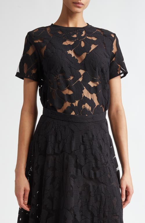 Shop Max Mara Studio Derna Floral Lace Top In Black