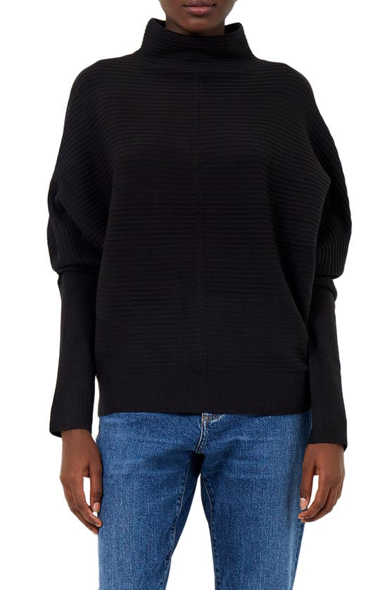 French Connection Marie Lena Cowl Neck Rib Sweater In Black