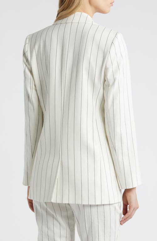 Shop Tahari Asl Boyfriend Pinstripe Blazer In Ivory Black