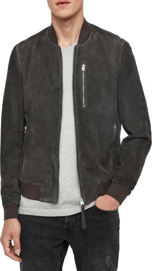 AllSaints Men's Eris Reversible Bomber Jacket, Silver/Black, Size: M