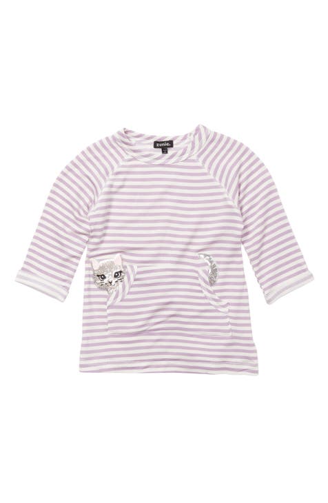 3/4 Length Sleeve Sequin Cat Top (Little Girls)