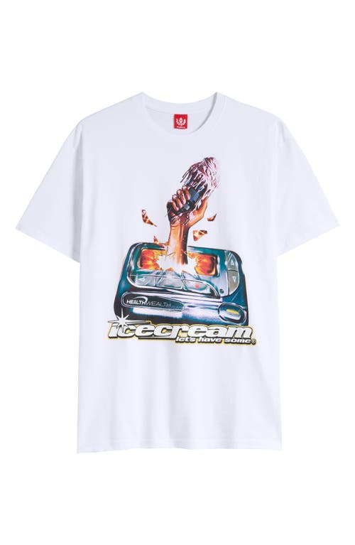 Shop Icecream Hit My Beeper Cotton Graphic T-shirt In White