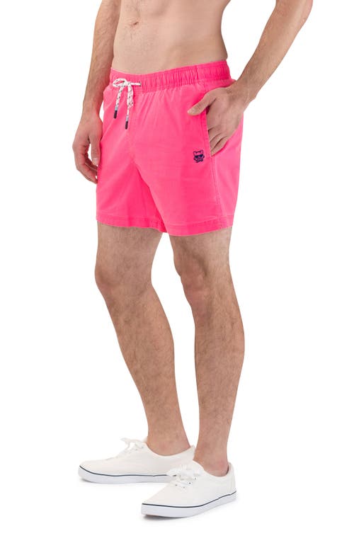 Party Pants Solid Vintage Volley Swim Shorts In Pink