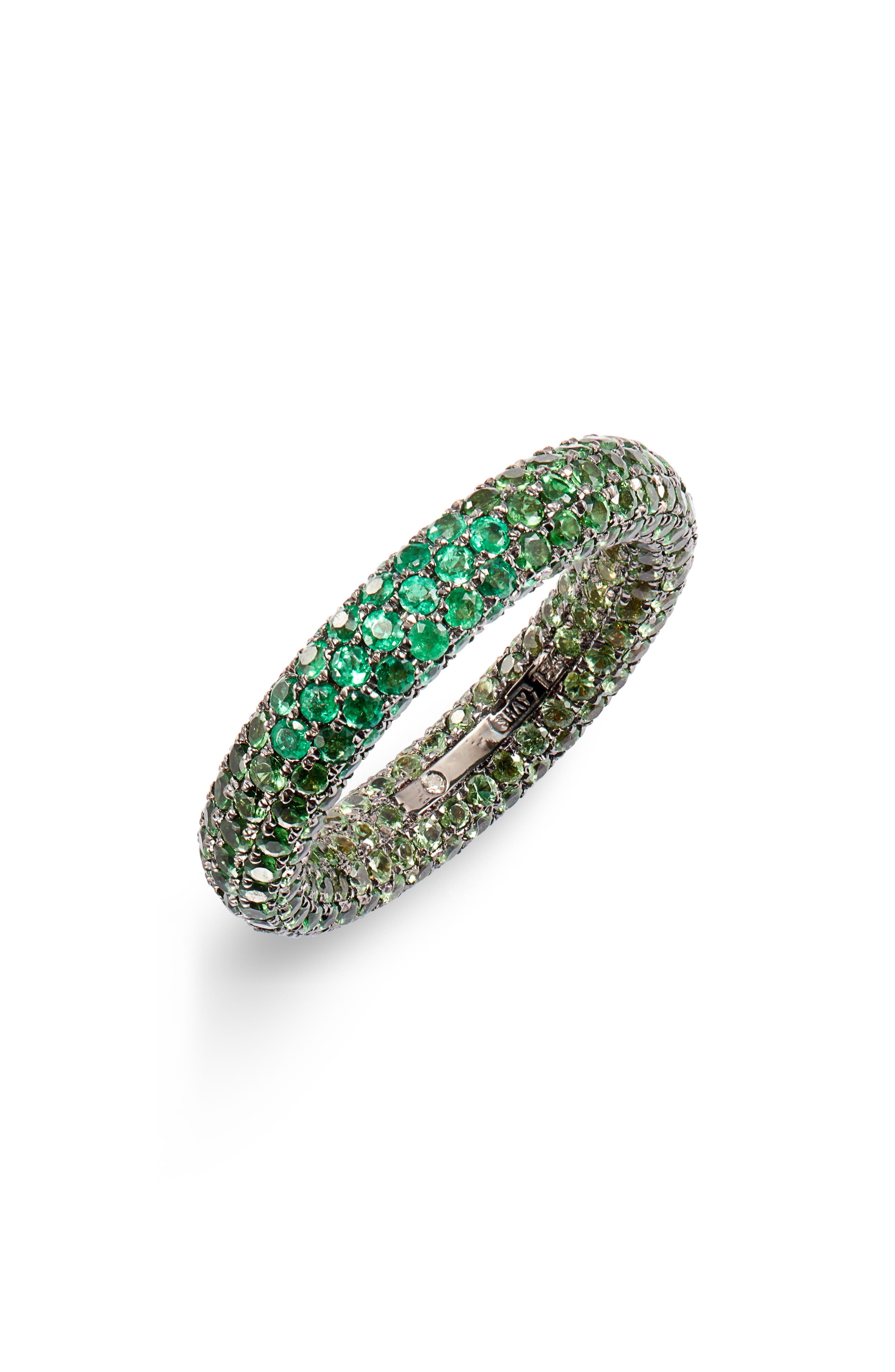 SHAY One of a Kind Inside Out Ombre Band Ring in Green Garnet at Nordstrom, Size 6 Us