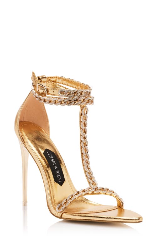 JESSICA RICH Luxe T-Strap Sandal in Gold