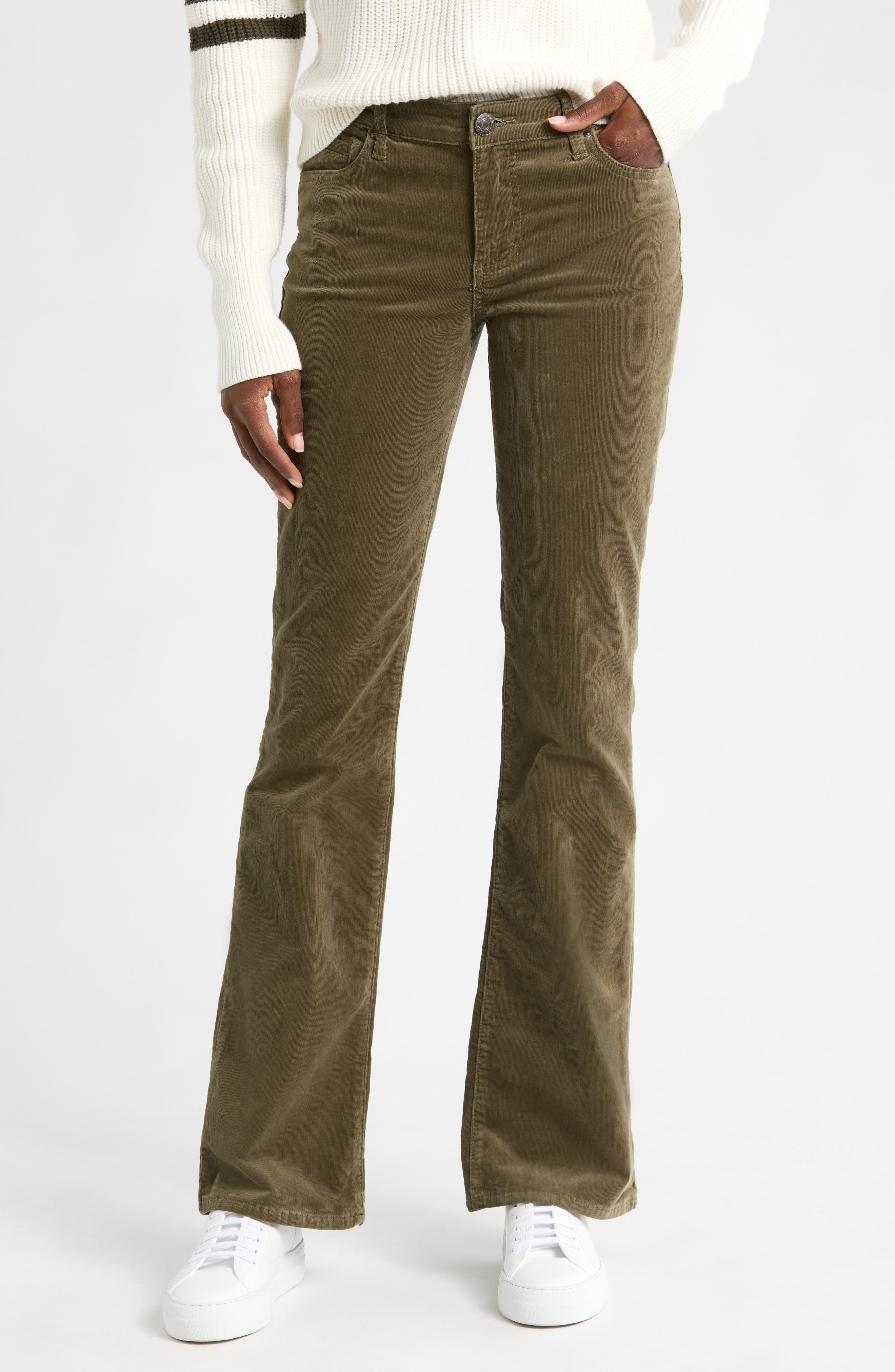 SWAT FAME Karen Bootcut Corduroy Pants in Moss 