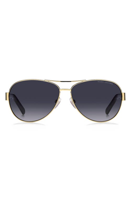 Shop Marc Jacobs 60mm Aviator Sunglasses In Gold Black/grey Shaded