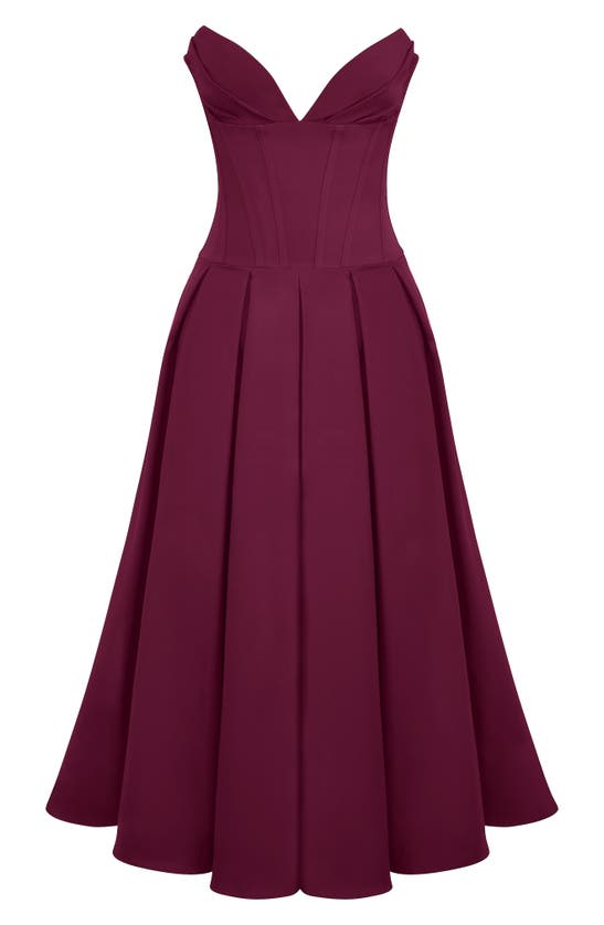 Shop House Of Cb Lady Strapless Midi Dress In Windsor Wine