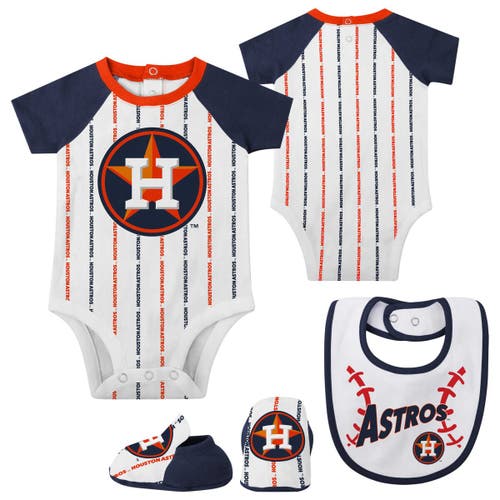 Outerstuff Newborn & Infant White Houston Astros Three-Piece Play Ball Raglan Bodysuit Booties & Bib Set