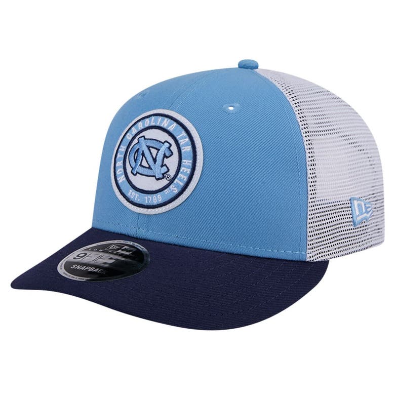 New Era Carolina Blue North Carolina Tar Heels Throwback Circle Patch 9fifty Trucker Snapback Hat In Multi