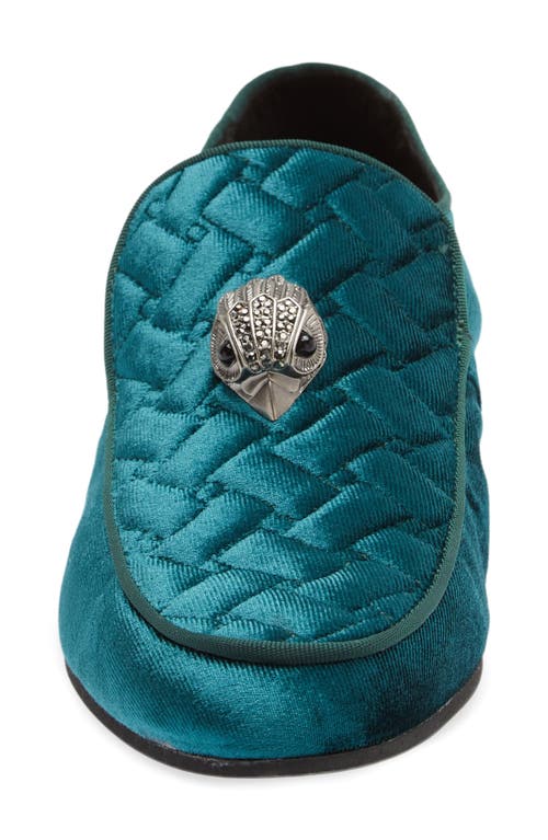 Shop Kurt Geiger London Hugh Eagle Herringbone Loafer In Turquoise/aqua