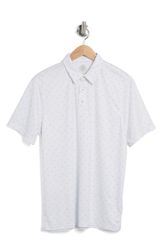 Flag And Anthem Dot Print Performance Golf Polo In White/ Navy