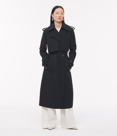 Another Tomorrow Convertible Trench In Black/ivory