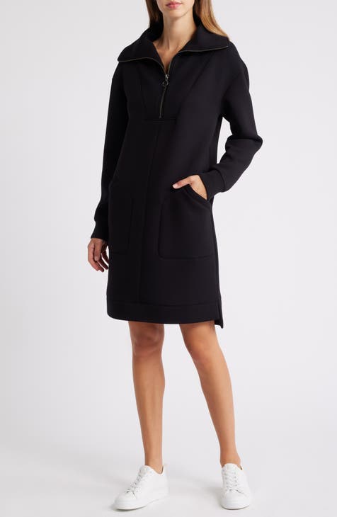 Zip Front Long Sleeve Sweatshirt Dress