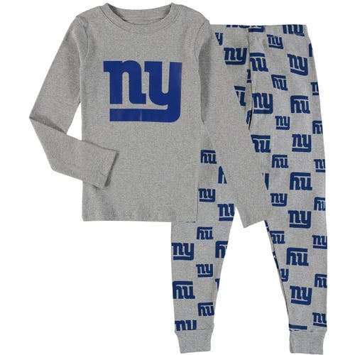 Outerstuff Preschool Heathered Gray New York Giants Long Sleeve T-Shirt & Pants Sleep Set