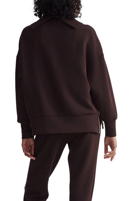 Shop Varley Priya Longline Cowl Neck Sweatshirt In Coffee Bean