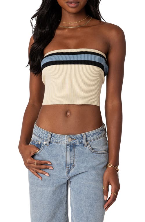 EDIKTED Cyprus Rib Tube Top Beige at Nordstrom,