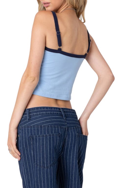 EDIKTED EDIKTED FRANCESCA CONTRAST DETAIL CROP STRETCH COTTON BLEND TANK