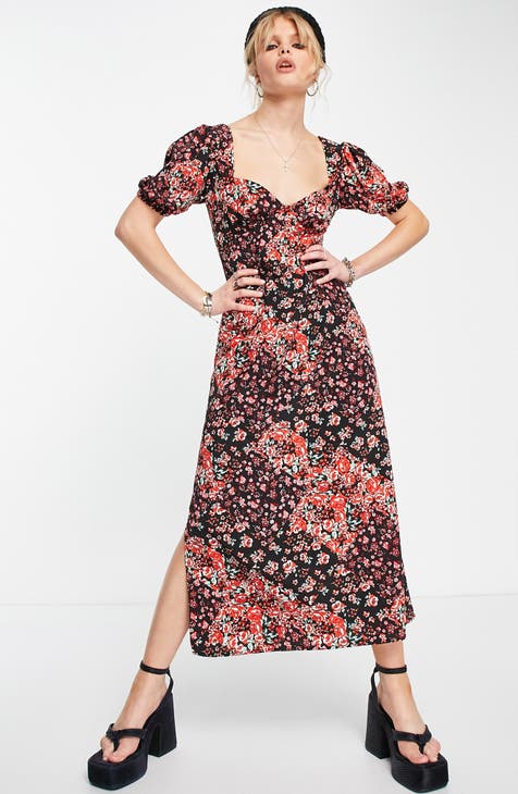 Glamorous Petite short sleeve shift dress in orange ditsy floral