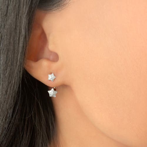 LUVMYJEWELRY LUVMYJEWELRY STAR DUO STERLING SILVER DIAMOND STUD EARRING 