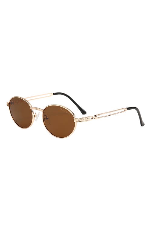 Fifth & Ninth Blake 52mm Polarized Oval Sunglasses In Brown/gold