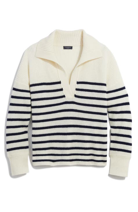 Stripe Cashmere Polo Sweater