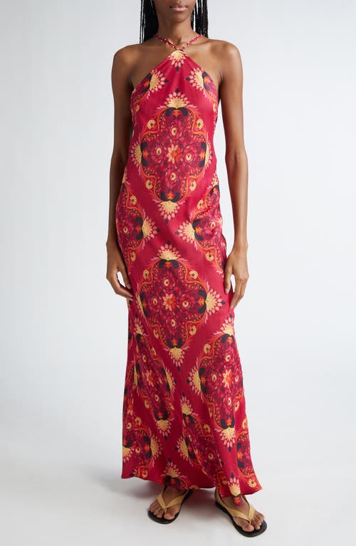 FARM Rio Luize Halter Maxi Dress Pink at Nordstrom,