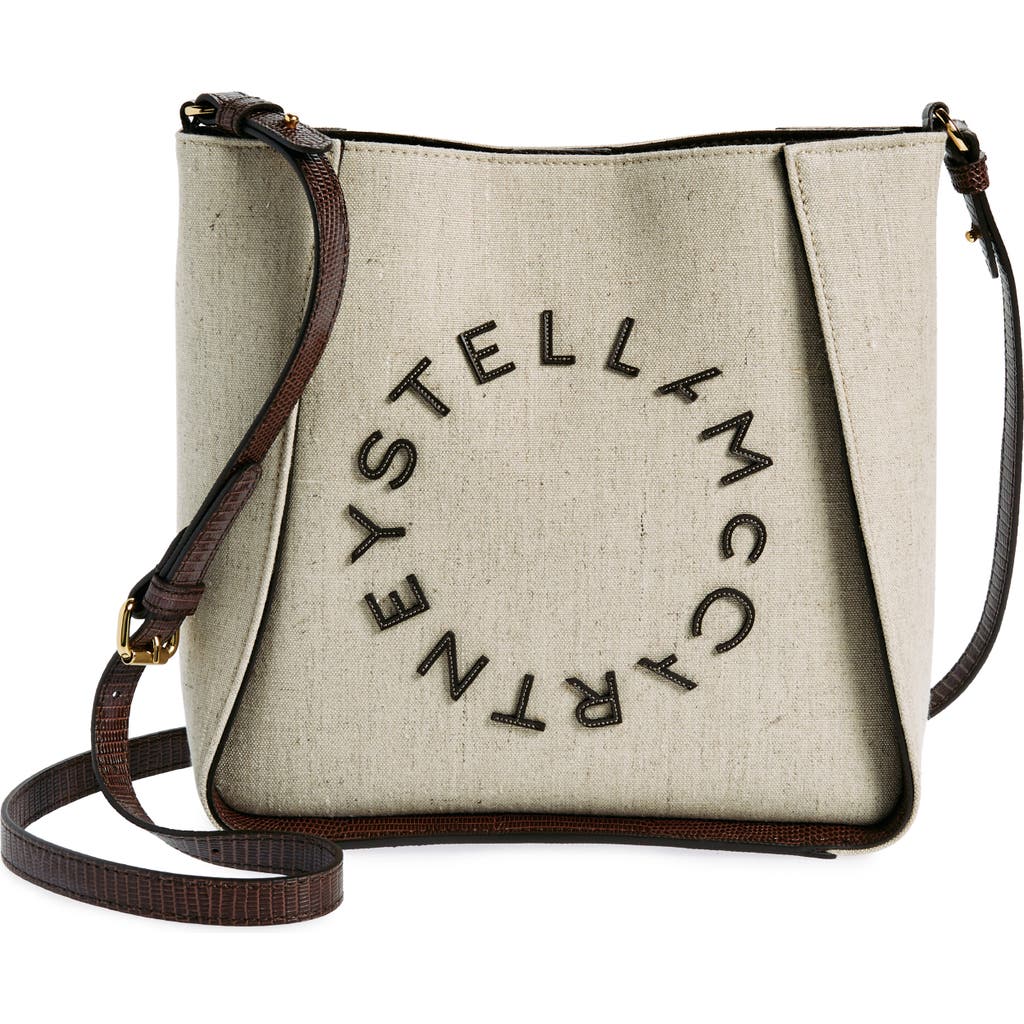 Stella Mccartney Logo Canvas Crossbody Bag In 3226 - Birch