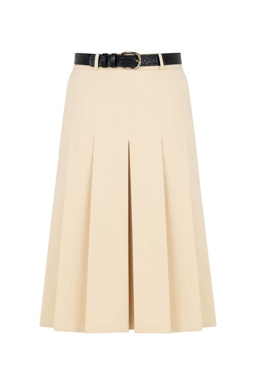 Shop Nocturne Pleated Knee Length Skirt In Light Beige