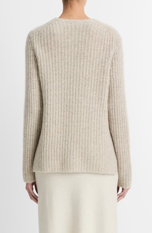 Shop Vince Donegal Tweed Cashmere Rib Tunic Sweater In Biscuit Donegal