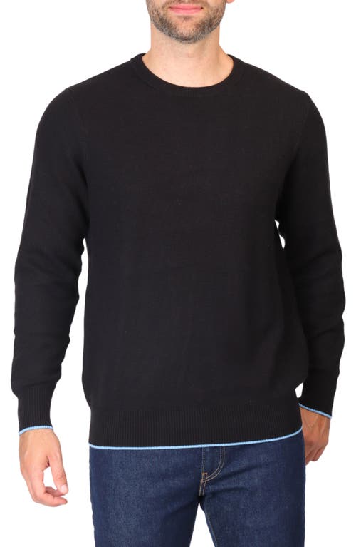 Tailorbyrd Textured Waffle Knit Crewneck Sweater In Black