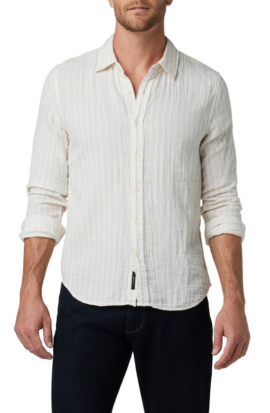 Shop Joe's Theo Textured Cotton Button-up Shirt In Grey Morn Stripe