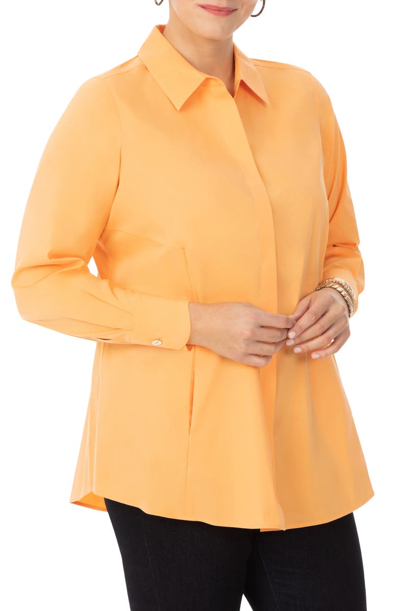 FOXCROFT Cici Stretch Tunic Shirt, Main, color, MELLOW MELON