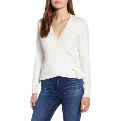 Ceny Stripe Wrap Sweater, White