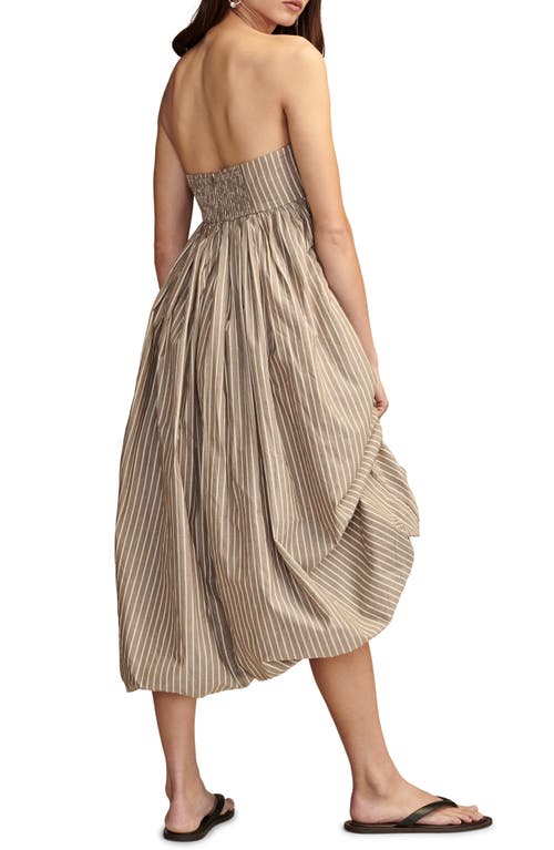 Shop Lucky Brand Stripe Strapless Bubble Hem Maxi Dress In Brown Stripe