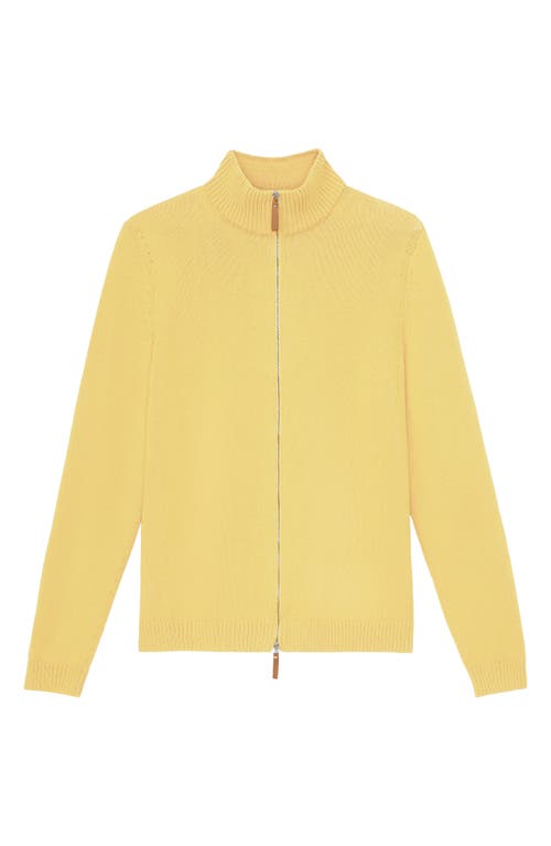 Lafayette 148 Cotton-silk Tape Fitted Bomber Sweater In Canary Yellow