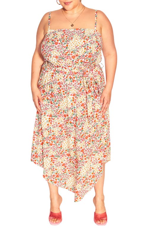 City Chic Tamika Floral Print Midi Dress Breeze at Nordstrom