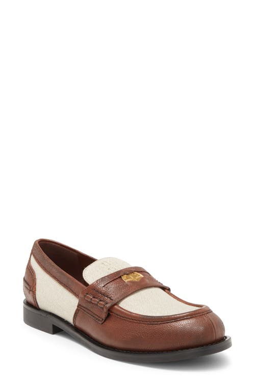 Miu Miu Mixed Media Penny Loafer In Brown/natural