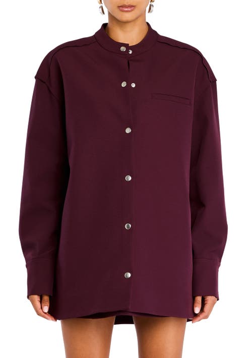 Shop Ser.o.ya Ali Crepe Shacket In Merlot