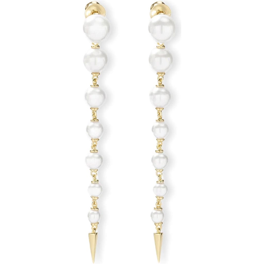 Melinda Maria Imitation Pearl Linear Drop Earrings In White