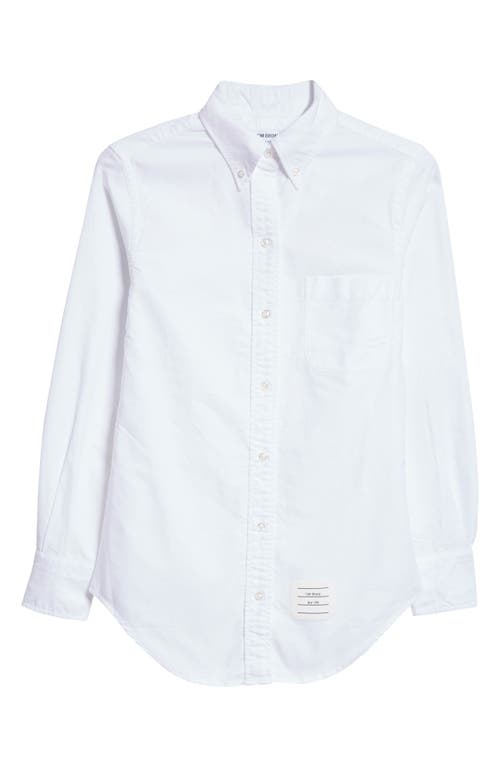 Shop Thom Browne Classic Fit Cotton Button-down Shirt In White