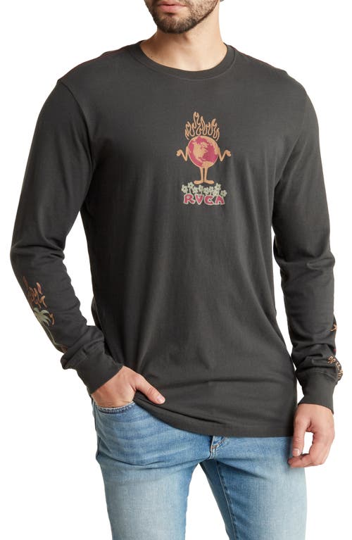 RVCA Scorched Long Sleeve Graphic T-Shirt Pirate Black at Nordstrom,