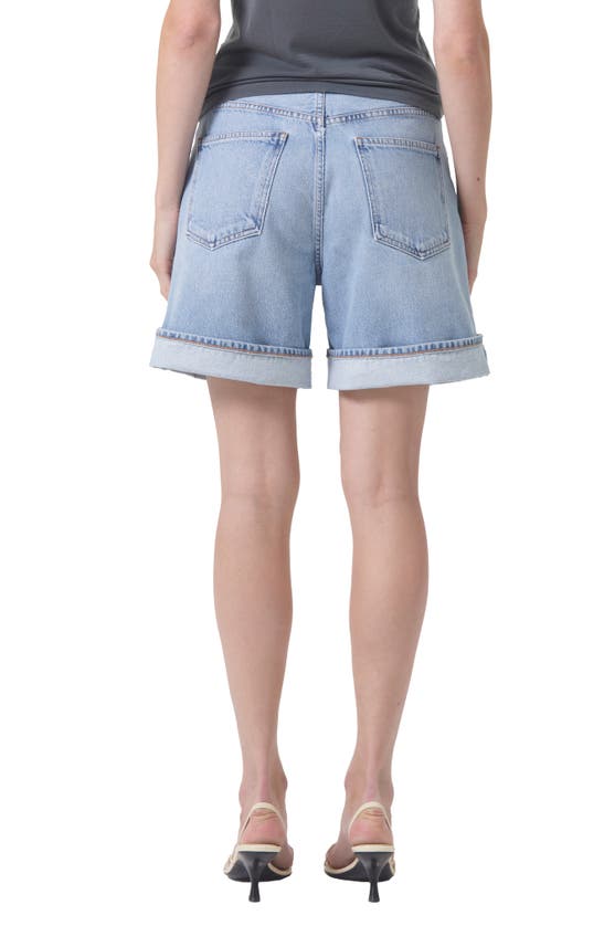 Shop Agolde Dame High Waist Mid Length Relaxed Denim Shorts In Tension