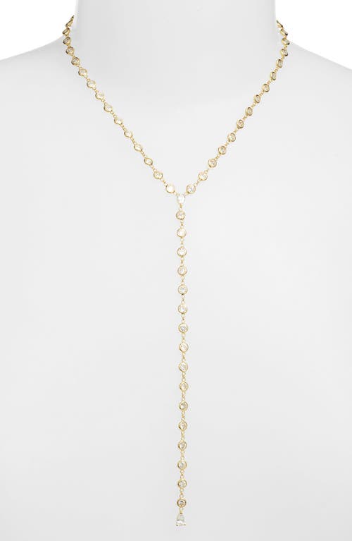 Shop Shymi Cubic Zirconia Bezel Y-necklace In Gold/white