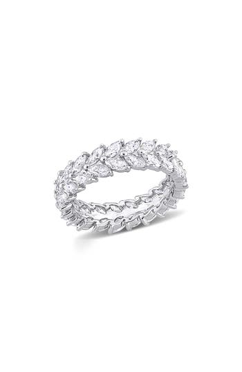 Shop Delmar Sterling Silver Marquise Lab Created Moissanite Eternity Ring