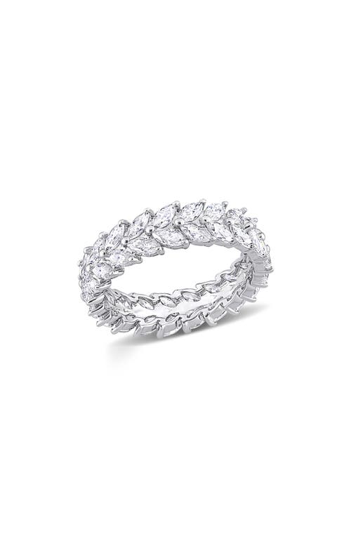 Delmar Sterling Silver Marquise Lab Created Moissanite Eternity Ring In Silver
